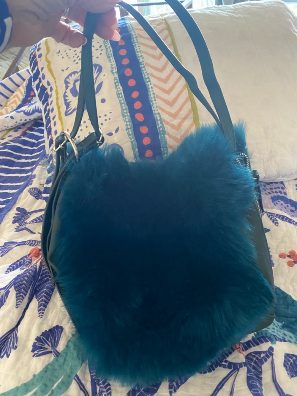 FREE PEOPLE CHLOE Faux Fur Shoulder Bag - Women's Plush Handbag